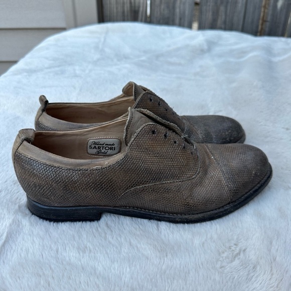 Sartori Gold leather oxfords Italian handmade slip on loafers EU 38 US 7-7.5 - Picture 4 of 14
